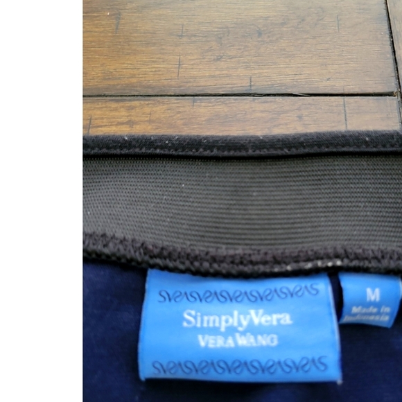 Simply Vera SV Vera Wang Knit Colorblock Elastic Waist Skirt Black Navy Gray Med - Picture 2 of 5